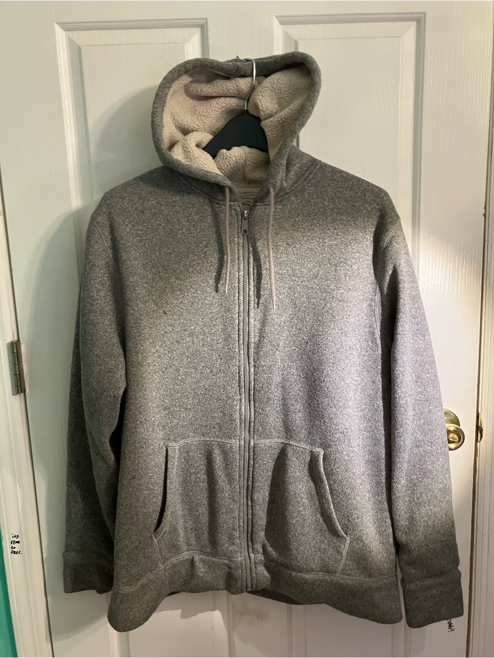 Old Navy Men's Gray Full-Zip Sherpa-Lined Hoodie